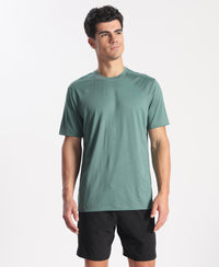 Microfiber Fabric Round Neck Half Sleeve Tshirt with Breathable Mesh - Silver Pine