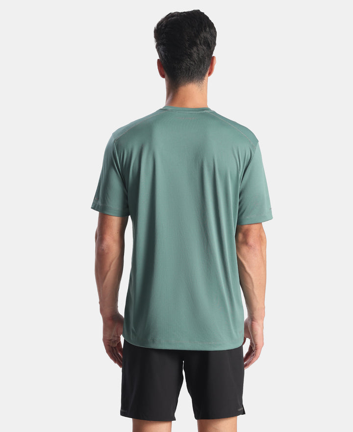 Microfiber Fabric Round Neck Half Sleeve Tshirt with Breathable Mesh - Silver Pine
