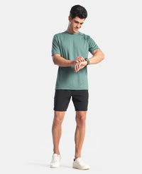 Microfiber Fabric Round Neck Half Sleeve Tshirt with Breathable Mesh - Silver Pine