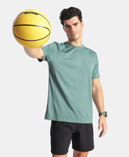 Microfiber Fabric Round Neck Half Sleeve Tshirt with Breathable Mesh - Silver Pine