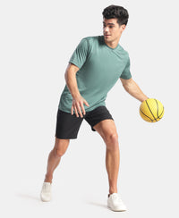 Microfiber Fabric Round Neck Half Sleeve Tshirt with Breathable Mesh - Silver Pine