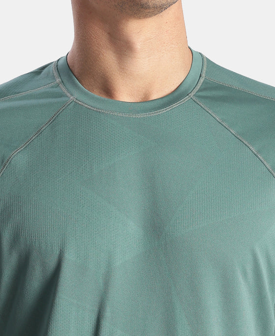 Microfiber Fabric Round Neck Half Sleeve Tshirt with Breathable Mesh - Silver Pine