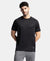 Lightweight Microfiber Solid Round Neck Half Sleeve T-Shirt with Breathable Mesh - Black