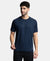 Lightweight Microfiber Solid Round Neck Half Sleeve T-Shirt with Breathable Mesh - Navy