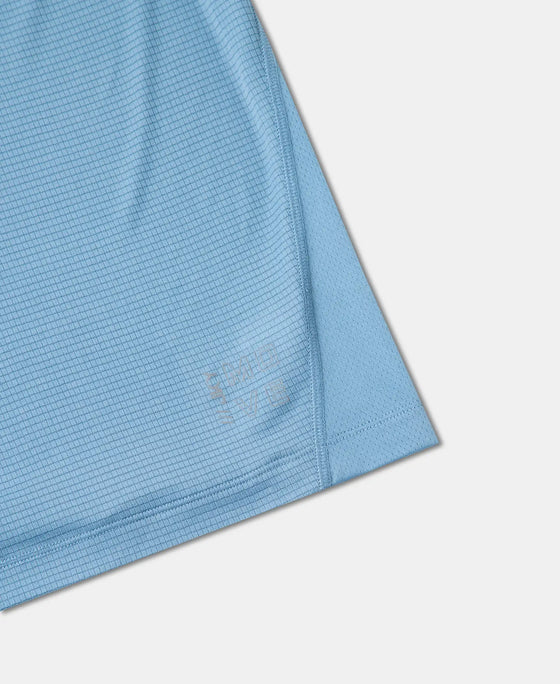 Lightweight Microfiber Solid Round Neck Half Sleeve T-Shirt with Breathable Mesh - Provincial Blue