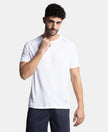 Lightweight Microfiber Solid Round Neck Half Sleeve T-Shirt with Breathable Mesh - White