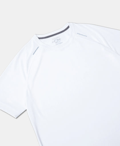 Lightweight Microfiber Solid Round Neck Half Sleeve T-Shirt with Breathable Mesh - White