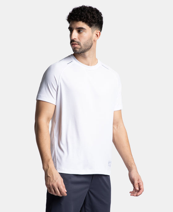 Lightweight Microfiber Solid Round Neck Half Sleeve T-Shirt with Breathable Mesh - White