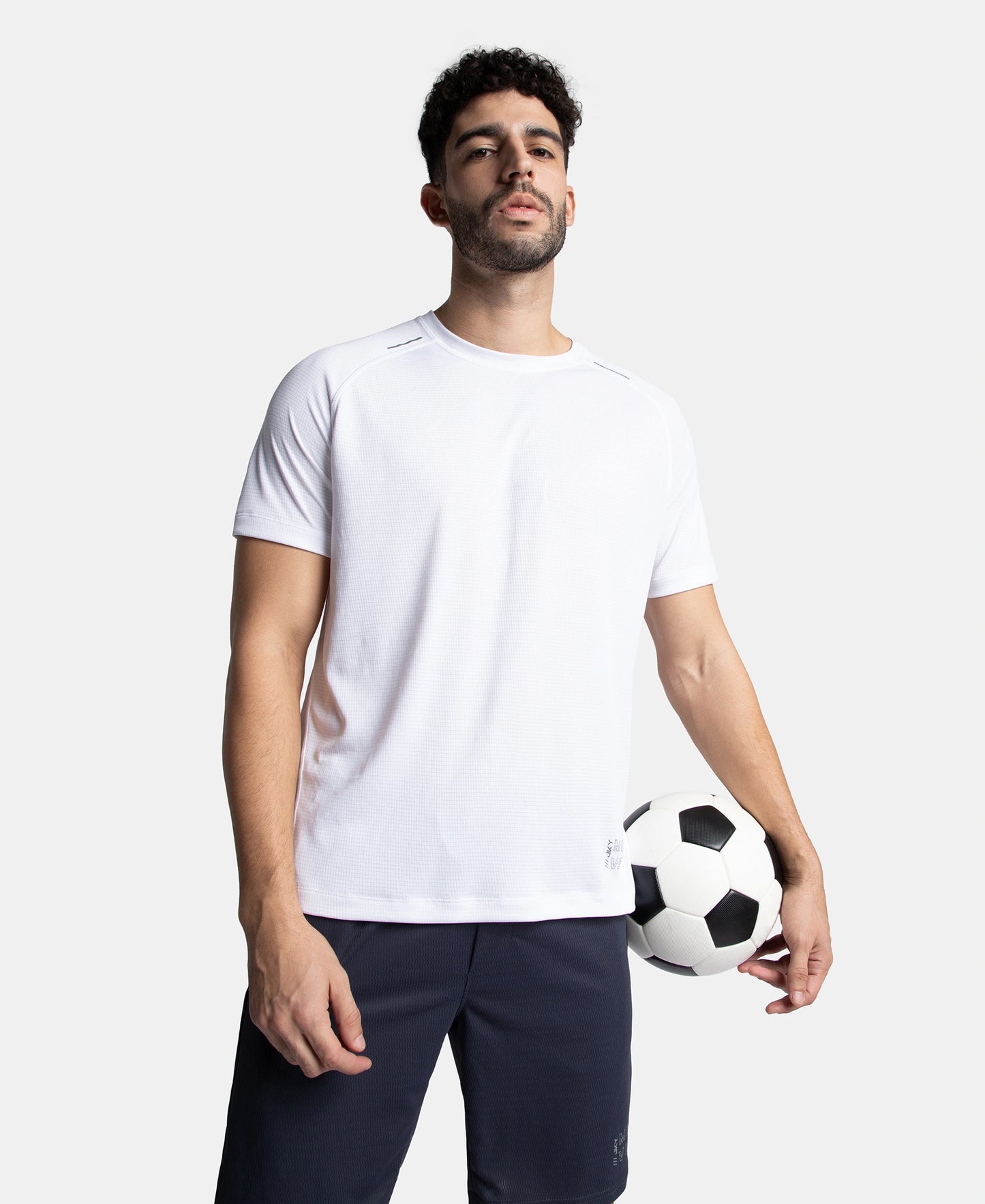 Lightweight Microfiber Solid Round Neck Half Sleeve T-Shirt with Breathable Mesh - White