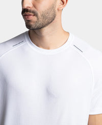 Lightweight Microfiber Solid Round Neck Half Sleeve T-Shirt with Breathable Mesh - White