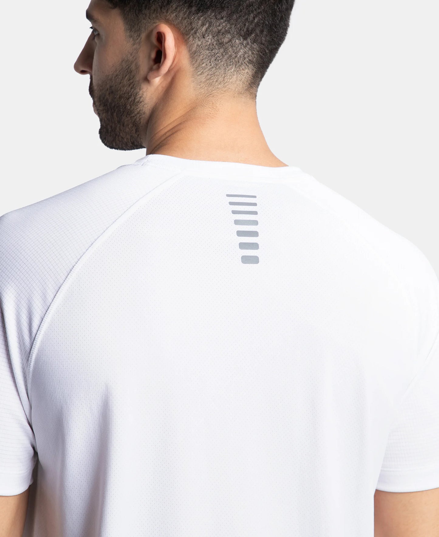 Lightweight Microfiber Solid Round Neck Half Sleeve T-Shirt with Breathable Mesh - White