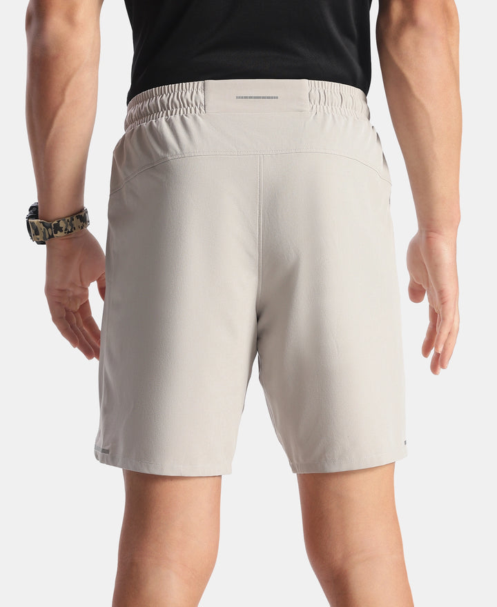 Recycled Microfiber Elastane Stretch Solid Shorts with Zipper Pockets and StayFresh Treatment - Drizzle