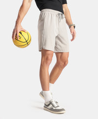 Recycled Microfiber Elastane Stretch Solid Shorts with Zipper Pockets and StayFresh Treatment - Drizzle