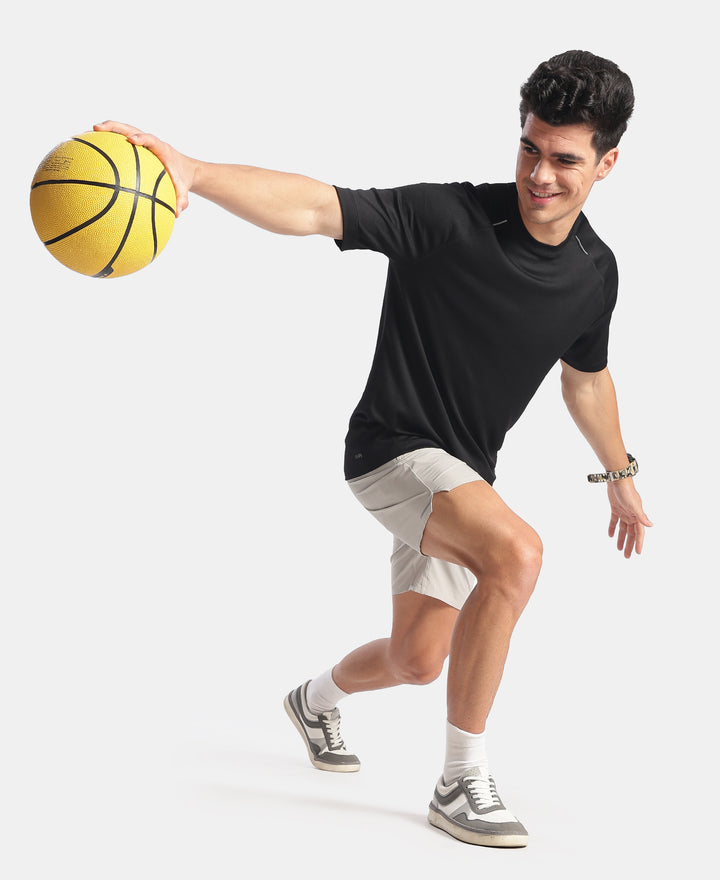 Recycled Microfiber Elastane Stretch Solid Shorts with Zipper Pockets and StayFresh Treatment - Drizzle