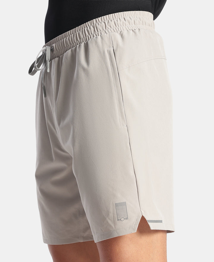 Recycled Microfiber Elastane Stretch Solid Shorts with Zipper Pockets and StayFresh Treatment - Drizzle