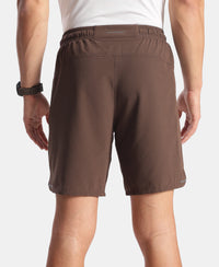 Recycled Microfiber Elastane Stretch Solid Shorts with Zipper Pockets and StayFresh Treatment - Hot Fudge
