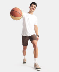 Recycled Microfiber Elastane Stretch Solid Shorts with Zipper Pockets and StayFresh Treatment - Hot Fudge