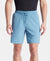 Recycled Microfiber Elastane Stretch Solid Shorts with Zipper Pockets and StayFresh Treatment - Provincial Blue