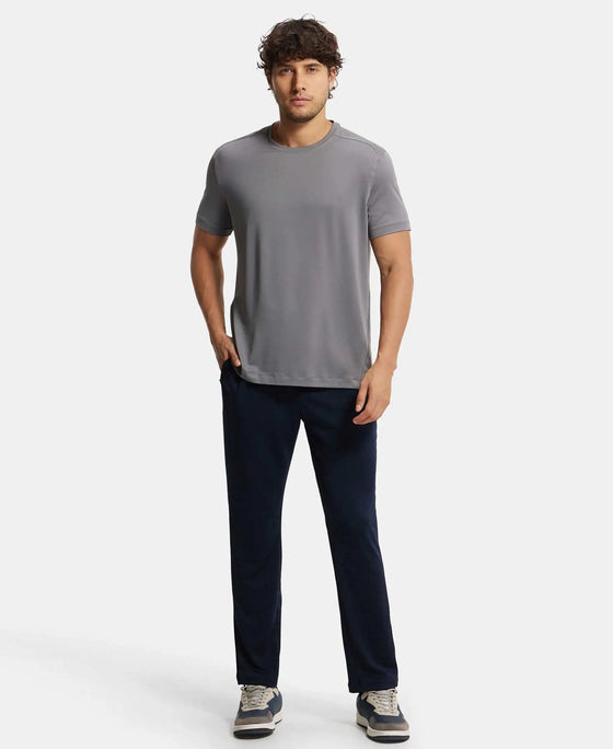 Lightweight Microfiber Trackpant with Zipper Pockets and StayFresh Treatment - Navy-4