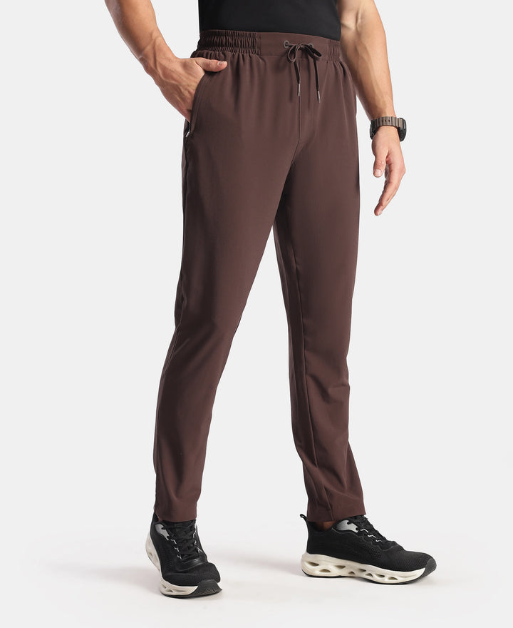 Recycled Microfiber Elastane Stretch Trackpant with Zipper Pockets and StayFresh Treatment - Java