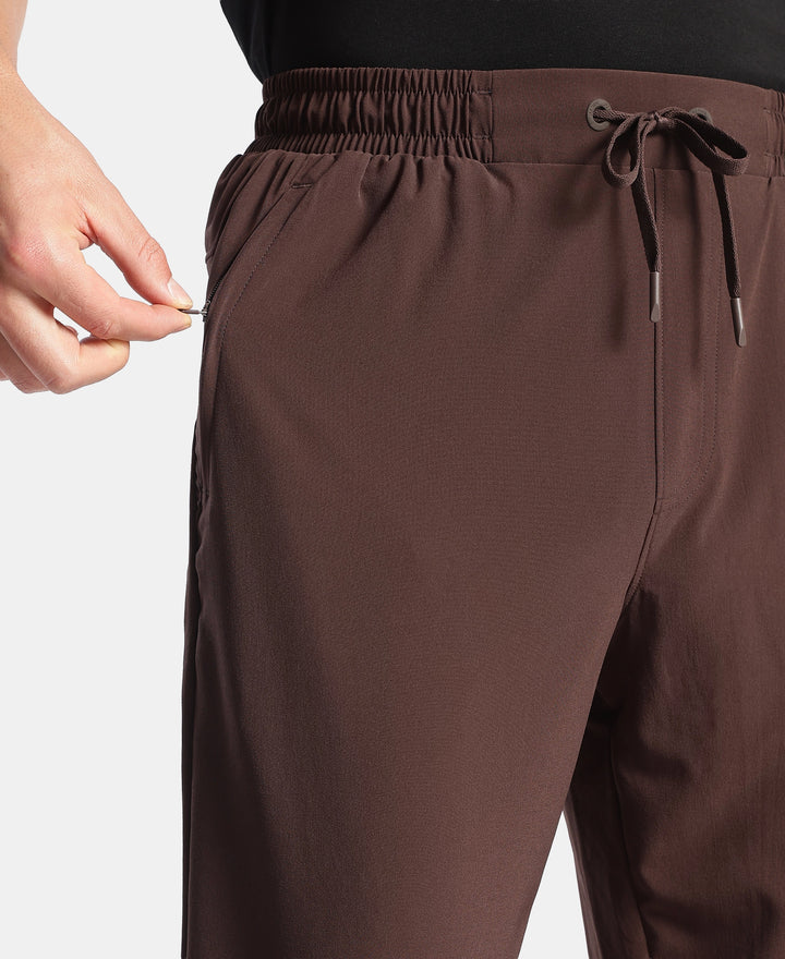 Recycled Microfiber Elastane Stretch Trackpant with Zipper Pockets and StayFresh Treatment - Java