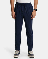 Recycled Microfiber Elastane Stretch Trackpant with Zipper Pockets and StayFresh Treatment - Navy-1