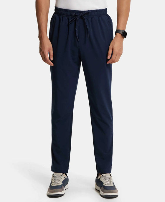 Recycled Microfiber Elastane Stretch Trackpant with Zipper Pockets and StayFresh Treatment - Navy-1