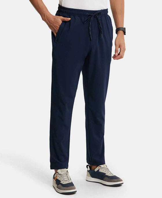 Recycled Microfiber Elastane Stretch Trackpant with Zipper Pockets and StayFresh Treatment - Navy-2