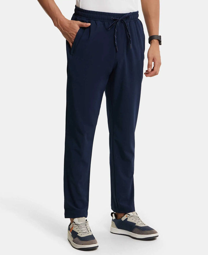Recycled Microfiber Elastane Stretch Trackpant with Zipper Pockets and StayFresh Treatment - Navy-2