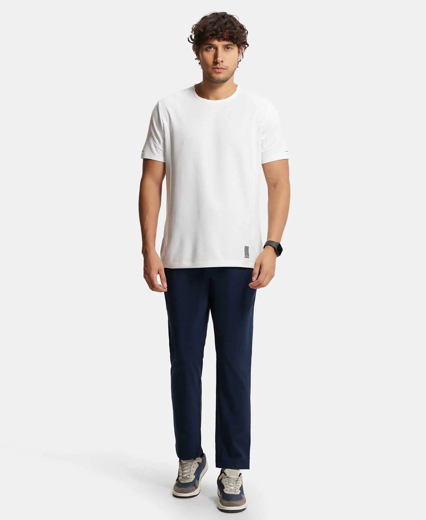 Recycled Microfiber Elastane Stretch Trackpant with Zipper Pockets and StayFresh Treatment - Navy-4