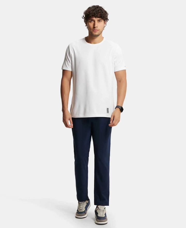 Recycled Microfiber Elastane Stretch Trackpant with Zipper Pockets and StayFresh Treatment - Navy-4