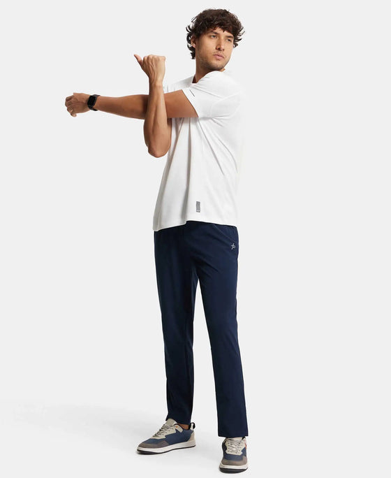Recycled Microfiber Elastane Stretch Trackpant with Zipper Pockets and StayFresh Treatment - Navy-6