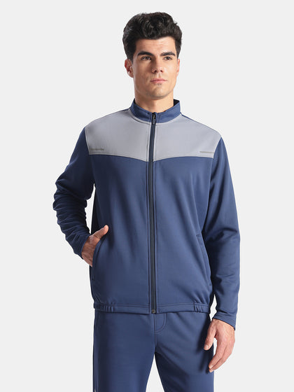 Microfiber Fabric Jacket with StayFresh Treatment - Navy & Grey