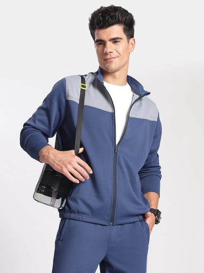 Microfiber Fabric Jacket with StayFresh Treatment - Navy & Grey