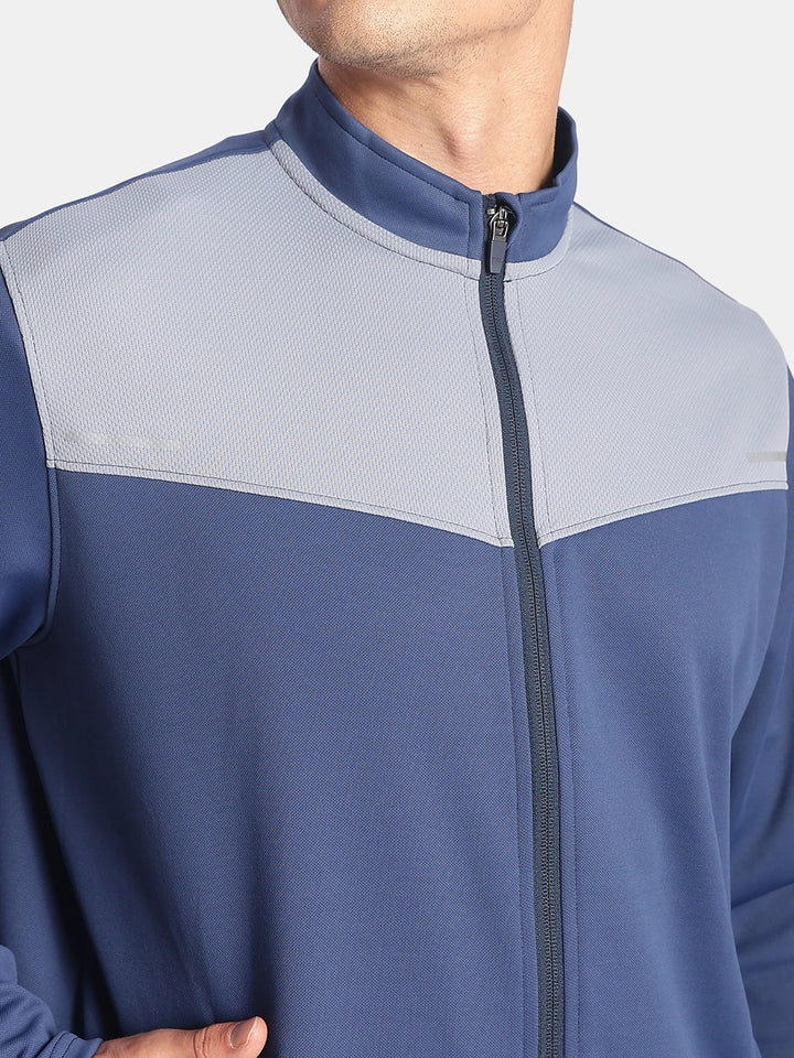 Microfiber Fabric Jacket with StayFresh Treatment - Navy & Grey
