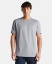 Recycled Microfiber Elastane Stretch Fabric Round Neck Half Sleeve Breathable Mesh T-Shirt - Grey