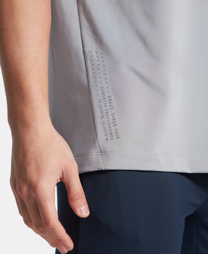 Recycled Microfiber Elastane Stretch Fabric Round Neck Half Sleeve Breathable Mesh T-Shirt - Grey