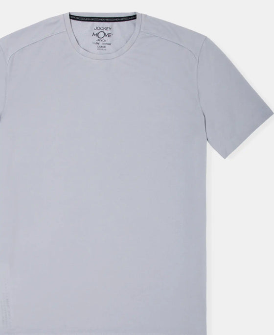 Recycled Microfiber Elastane Stretch Fabric Round Neck Half Sleeve Breathable Mesh T-Shirt - Grey