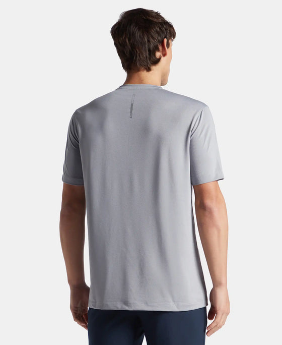 Recycled Microfiber Elastane Stretch Fabric Round Neck Half Sleeve Breathable Mesh T-Shirt - Grey