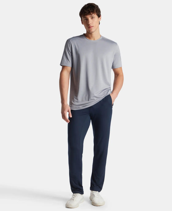 Recycled Microfiber Elastane Stretch Fabric Round Neck Half Sleeve Breathable Mesh T-Shirt - Grey