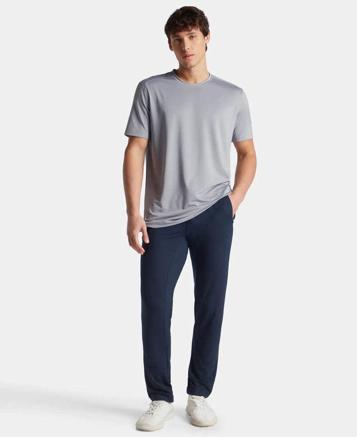 Recycled Microfiber Elastane Stretch Fabric Round Neck Half Sleeve Breathable Mesh T-Shirt - Grey
