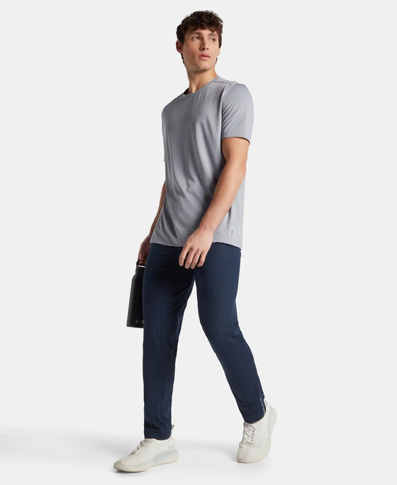 Recycled Microfiber Elastane Stretch Fabric Round Neck Half Sleeve Breathable Mesh T-Shirt - Grey
