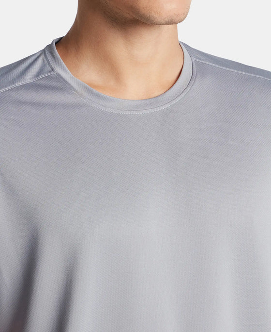 Recycled Microfiber Elastane Stretch Fabric Round Neck Half Sleeve Breathable Mesh T-Shirt - Grey