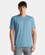 Recycled Microfiber Elastane Stretch Fabric Round Neck Half Sleeve Breathable Mesh T-Shirt - Provincial Blue