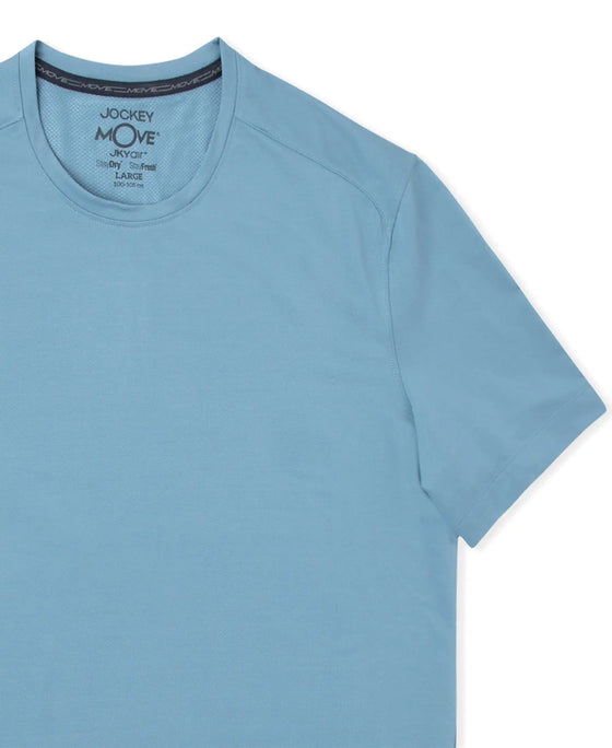 Recycled Microfiber Elastane Stretch Fabric Round Neck Half Sleeve Breathable Mesh T-Shirt - Provincial Blue