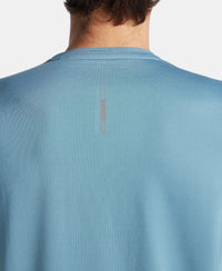 Recycled Microfiber Elastane Stretch Fabric Round Neck Half Sleeve Breathable Mesh T-Shirt - Provincial Blue