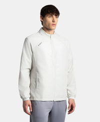 Microfiber Water Resistant Convertible Hoodie Jacket - Dawn White