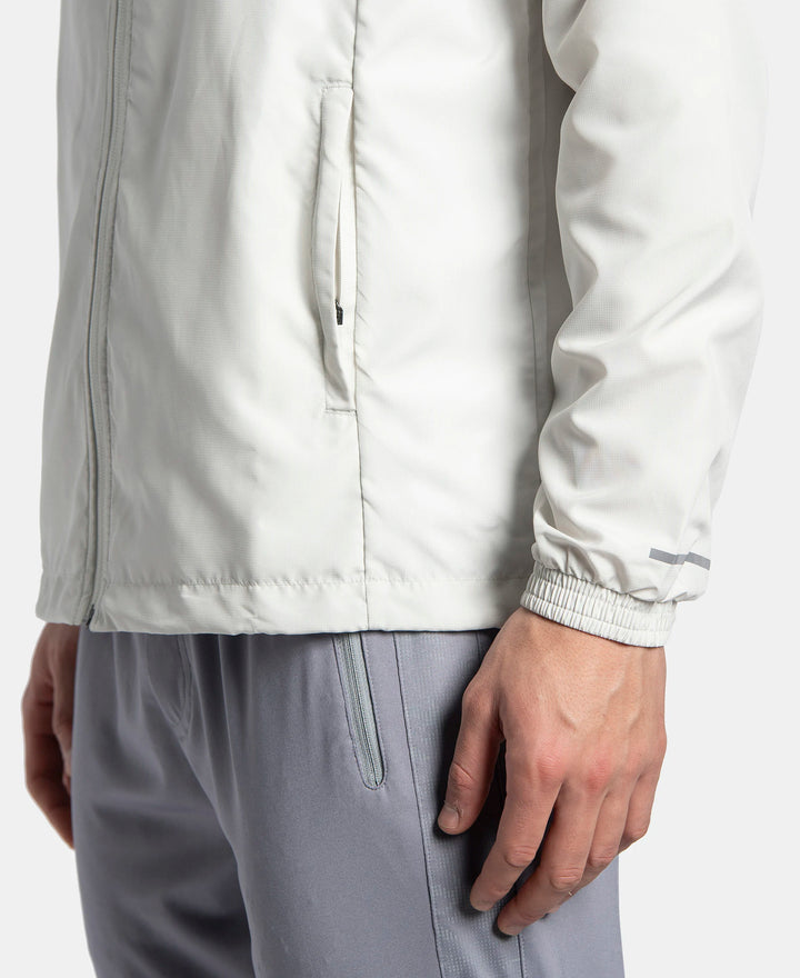 Microfiber Water Resistant Convertible Hoodie Jacket - Dawn White