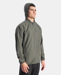 Microfiber Water Resistant Convertible Hoodie Jacket - T Green