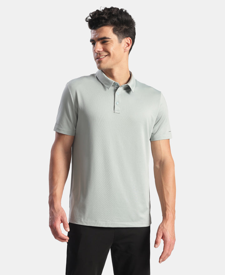 Recycled Microfiber Elastane Stretch Half Sleeve Polo Tshirt with Breathable Mesh - Abyss
